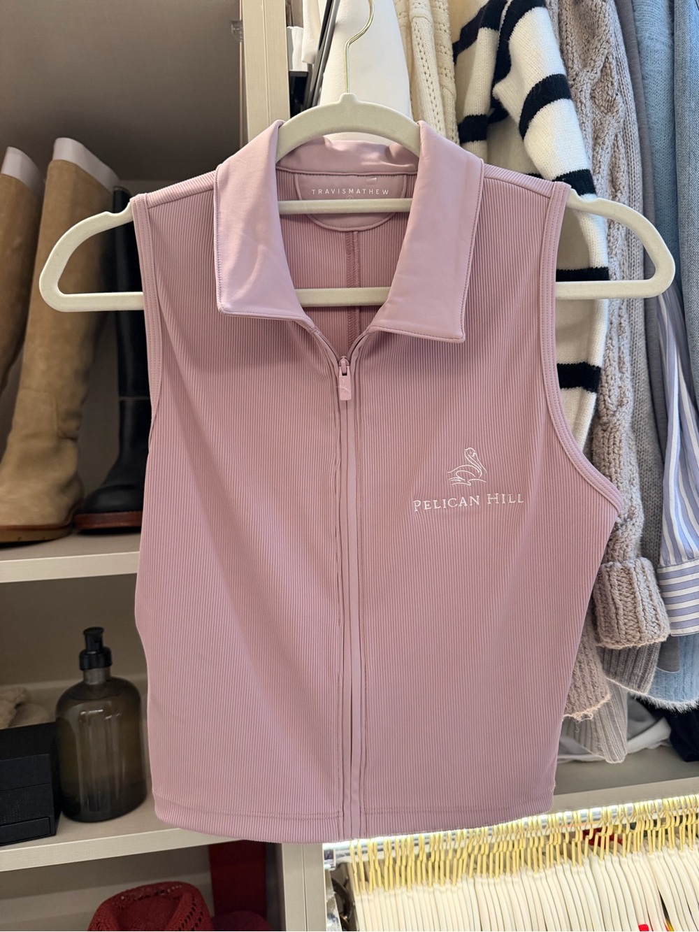 Women's Sleeveless Travis Mathew pink zip up golf polo - worn once